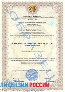 Образец сертификата соответствия аудитора №ST.RU.EXP.00006191-3 Кумертау Сертификат ISO 50001